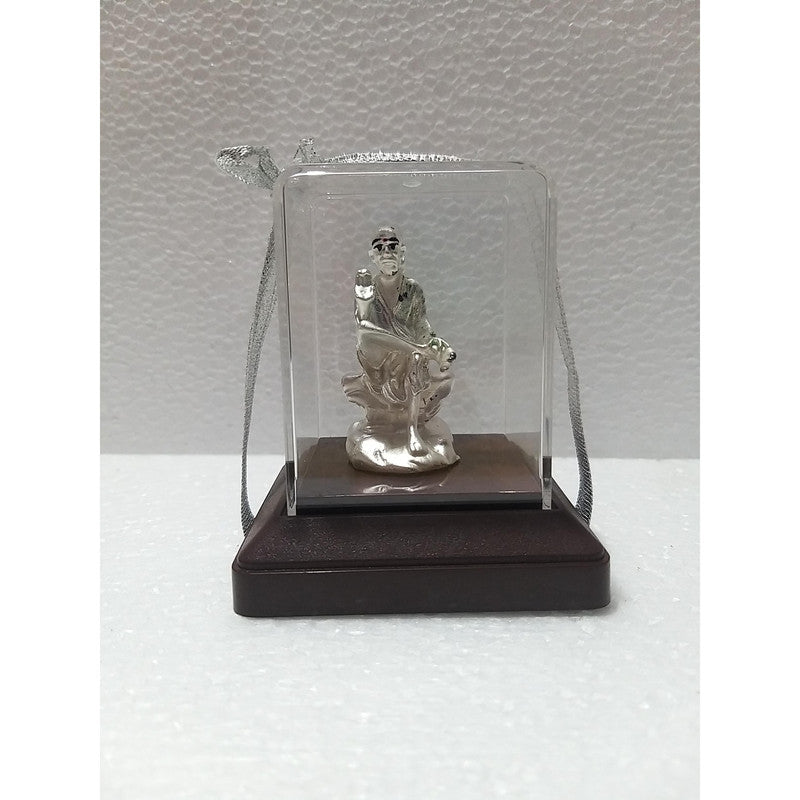 Silver Plated Beautiful Sain SAI BABA with Acrylic Base Idol Decorative Showpiece (1944)