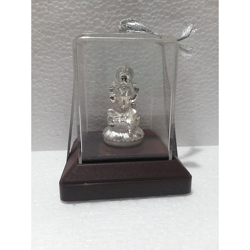 Silver Plated Beautiful Goddess Lakshmi with Acrylic Base Idol Decorative Showpiece (1946)