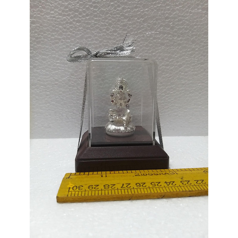 Silver Plated Beautiful Goddess Lakshmi with Acrylic Base Idol Decorative Showpiece (1946)