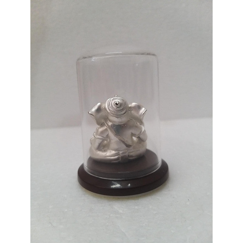 Silver Plated Beautiful Lord Ganesha with Acrylic Base Idol Decorative Showpiece (1953)