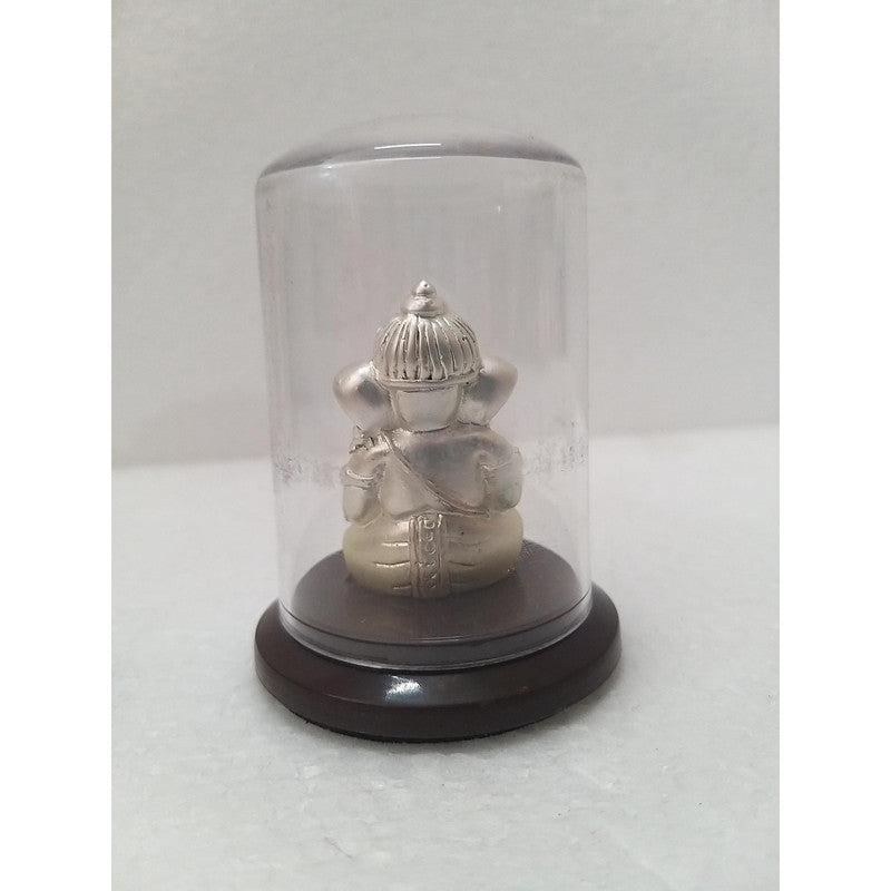 Silver Plated Beautiful Lord Ganesha with Acrylic Base Idol Decorative Showpiece (1954)