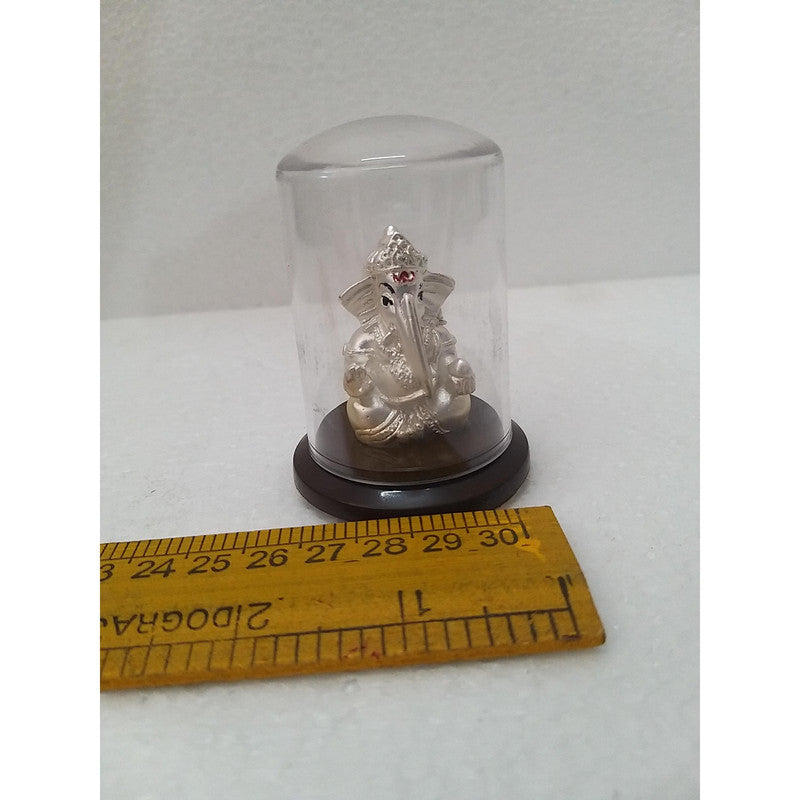 Silver Plated Beautiful Lord Ganesha with Acrylic Base Idol Decorative Showpiece (1954)