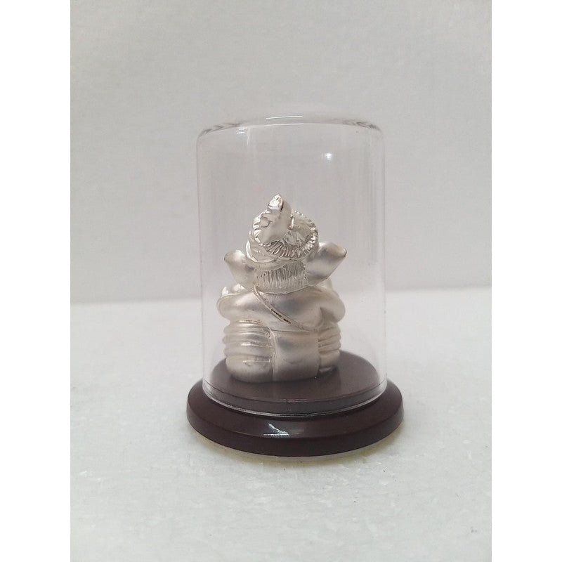 Silver Plated Beautiful Lord Ganesha with Acrylic Base Idol Decorative Showpiece (1966)