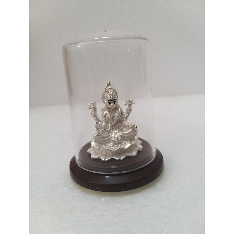 Silver Plated Beautiful Goddess Lakshmi with Acrylic Base Idol Decorative Showpiece (1974)