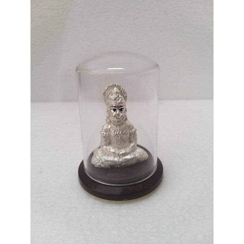 Silver Plated Beautiful Lord Hanuman with Acrylic Base Idol Decorative Showpiece (1977)