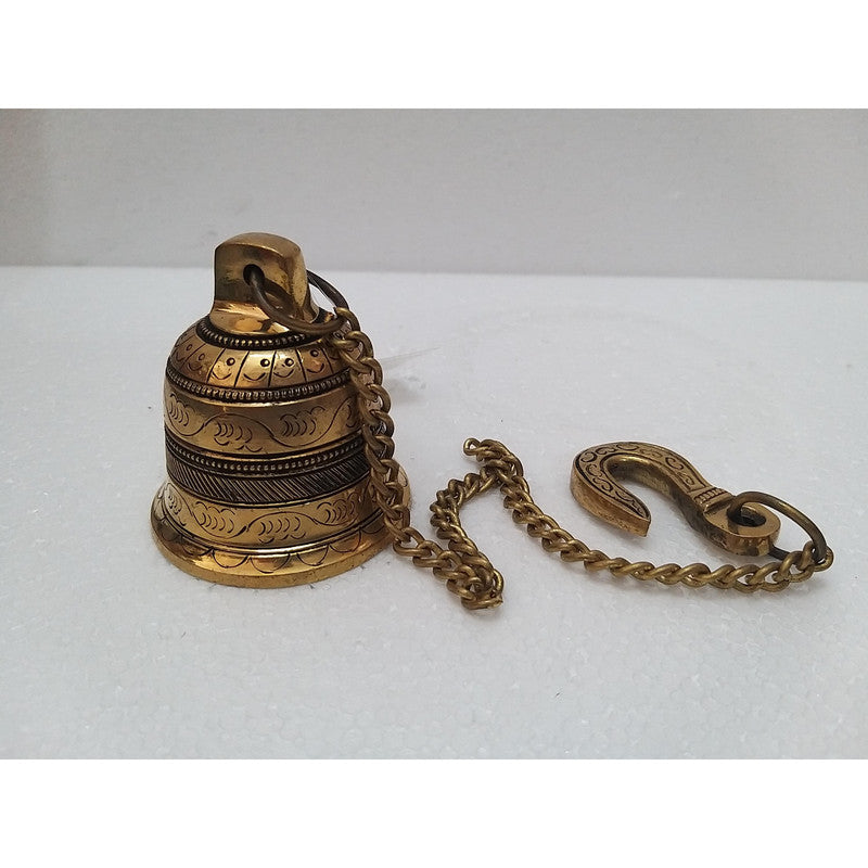 Hanging Bell with Chain | Brass | Home Decor Lord GOD Temple Mandir (2107)