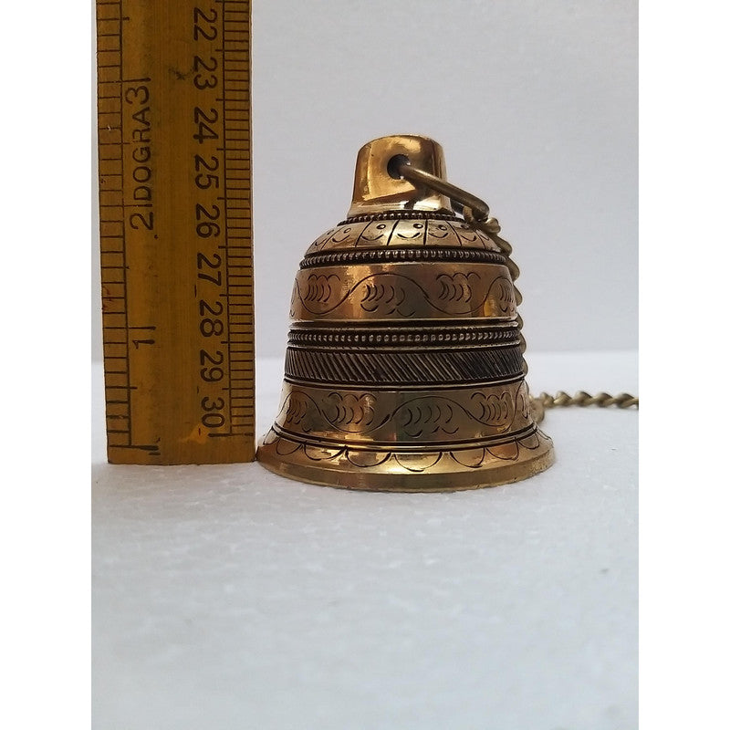 Hanging Bell with Chain | Brass | Home Decor Lord GOD Temple Mandir (2107)