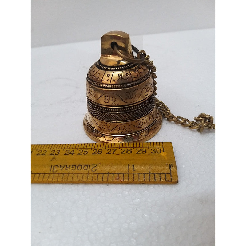 Hanging Bell with Chain | Brass | Home Decor Lord GOD Temple Mandir (2107)