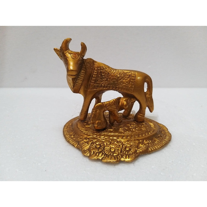 Hindu Lord Krishna Cow with Calf Statue Figurine| Temple Mandir Home Decor  (2108)