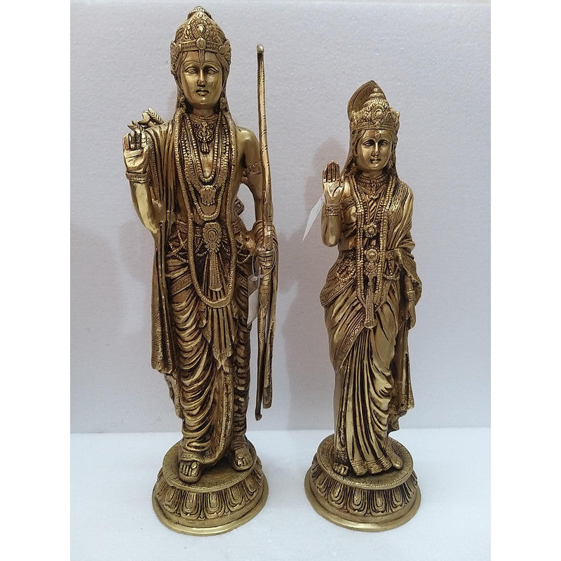 Large Brass Ayodhya Ram with Sita Mata Murti Idol Statue | Temple Mandir Home Decor  (2121)