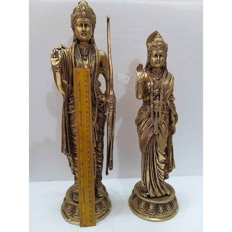 Large Brass Ayodhya Ram with Sita Mata Murti Idol Statue | Temple Mandir Home Decor  (2121)