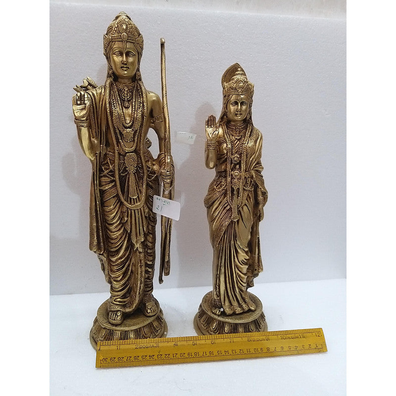 Large Brass Ayodhya Ram with Sita Mata Murti Idol Statue | Temple Mandir Home Decor  (2121)